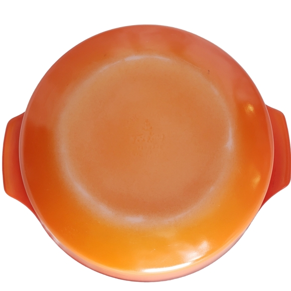 Vintage Retro Anchor Hocking Fire King Orange Red Flame Casserole bowl - Picture 3 of 4